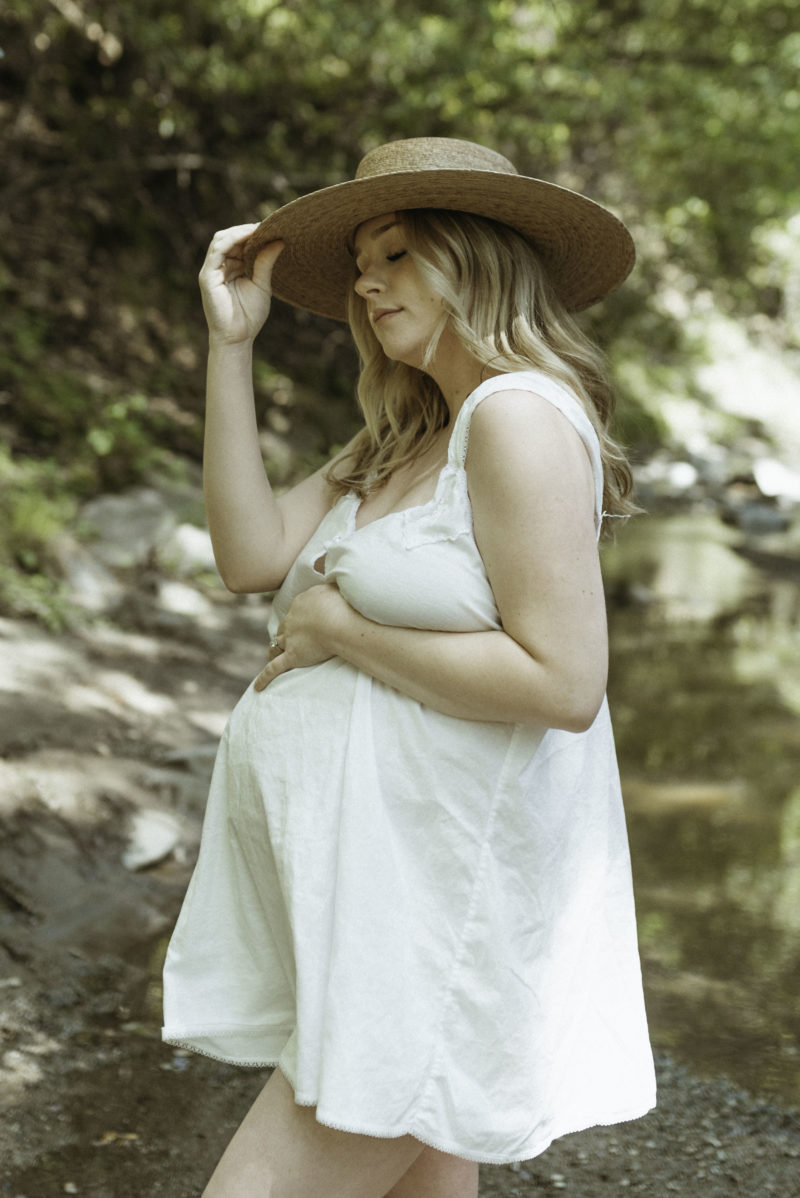 Ethereal Backyard Creek Maternity Session