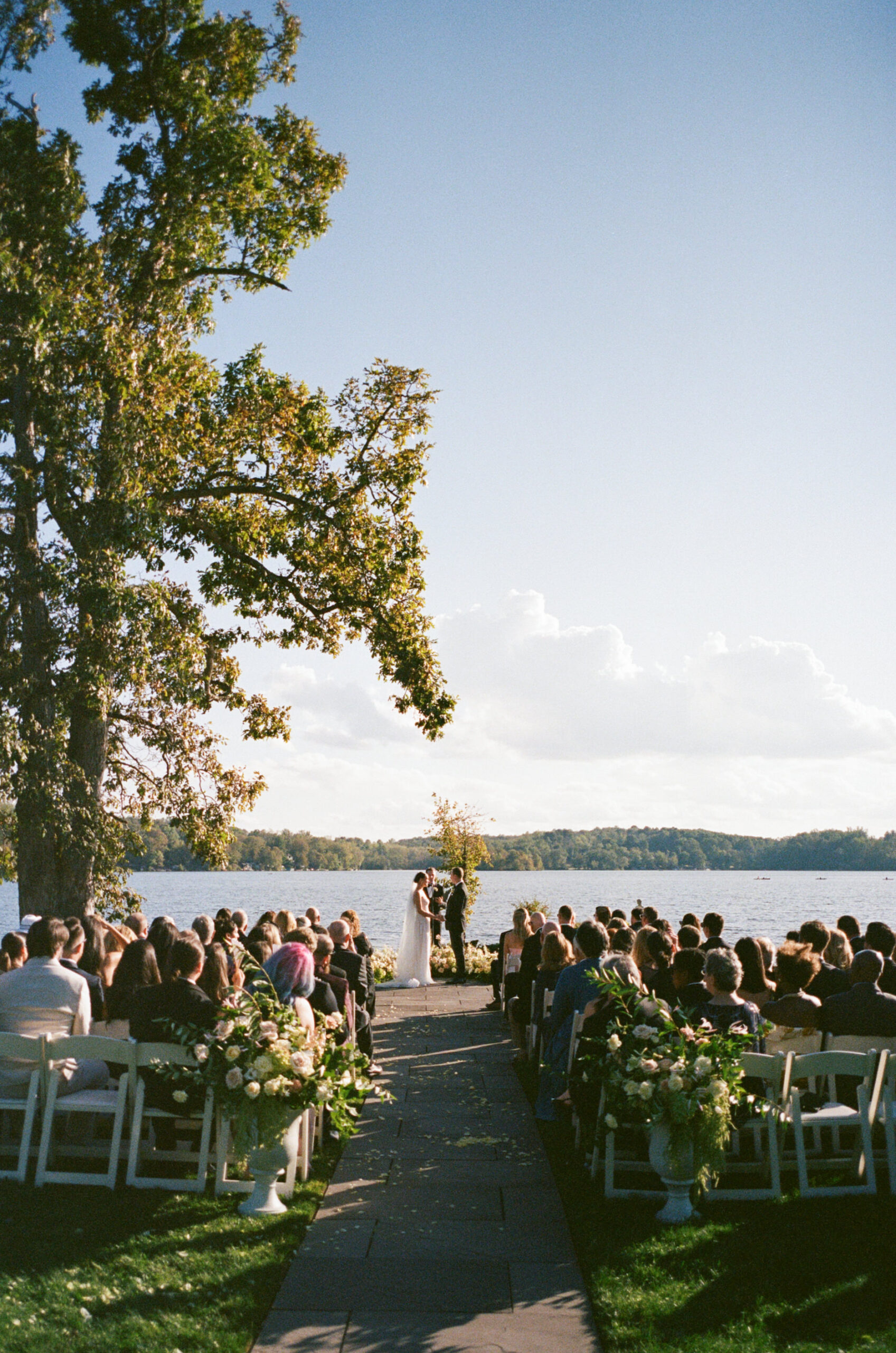 Ceremony overlooking the Lake at North Shore House in New Jersey